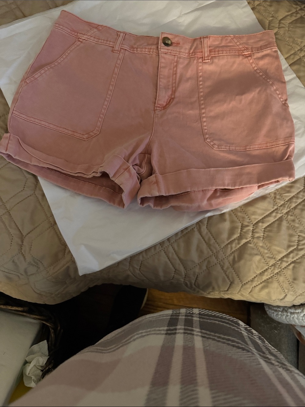 C&C California Blush Pink High-Waist Rolled Hem Shorts